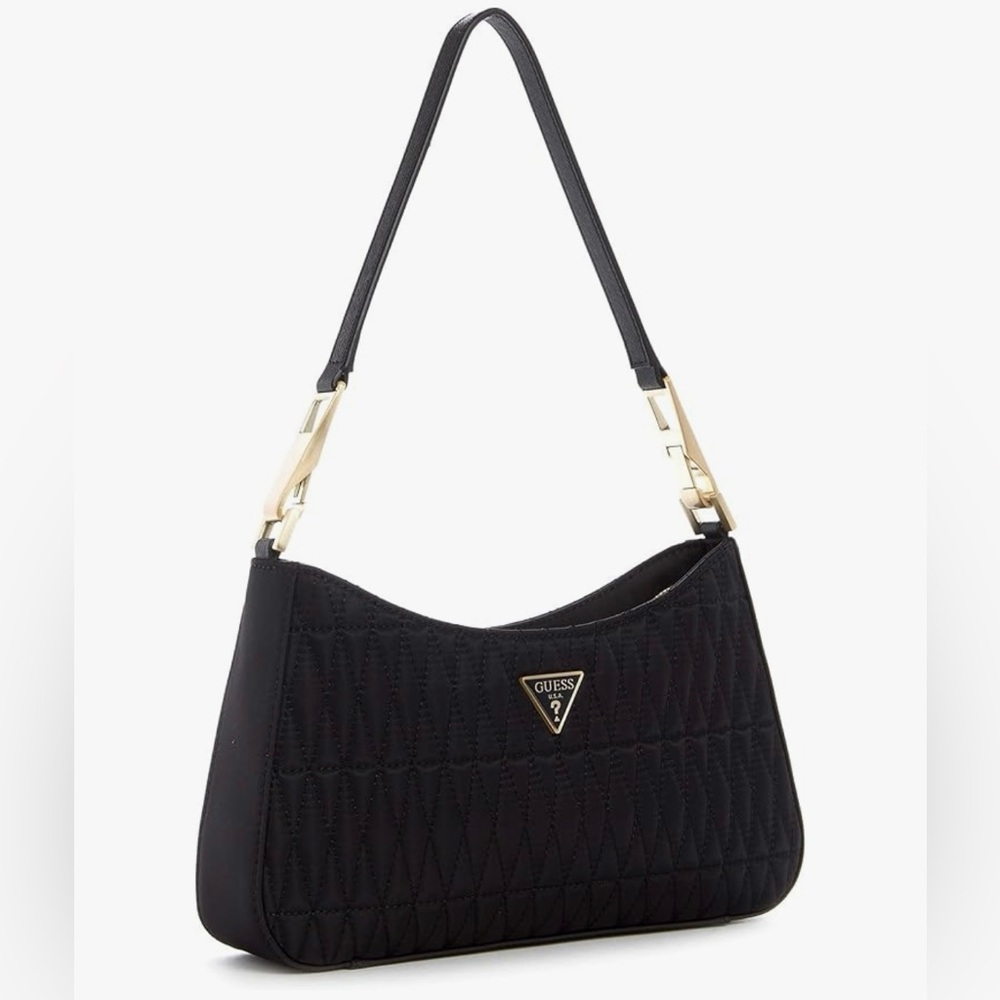 Guess Black Shoulder Bag with Silver Hardware
